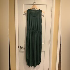 Elegant Green Sleeveless t-shirt Dress